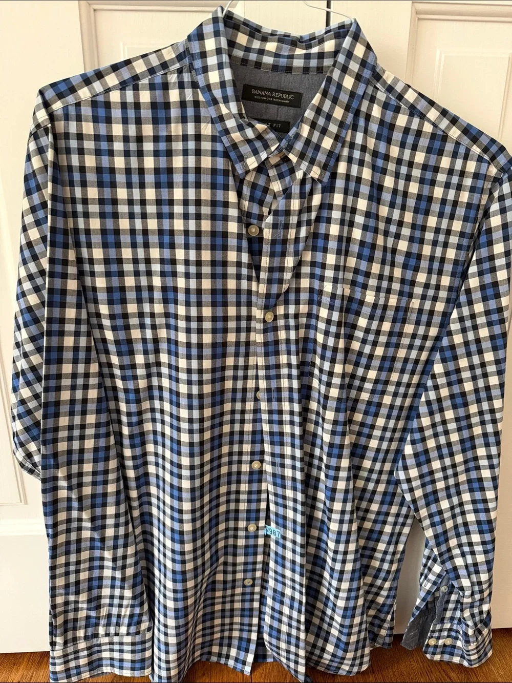 Banana Republic Blue and White Plaid Dress Shirt